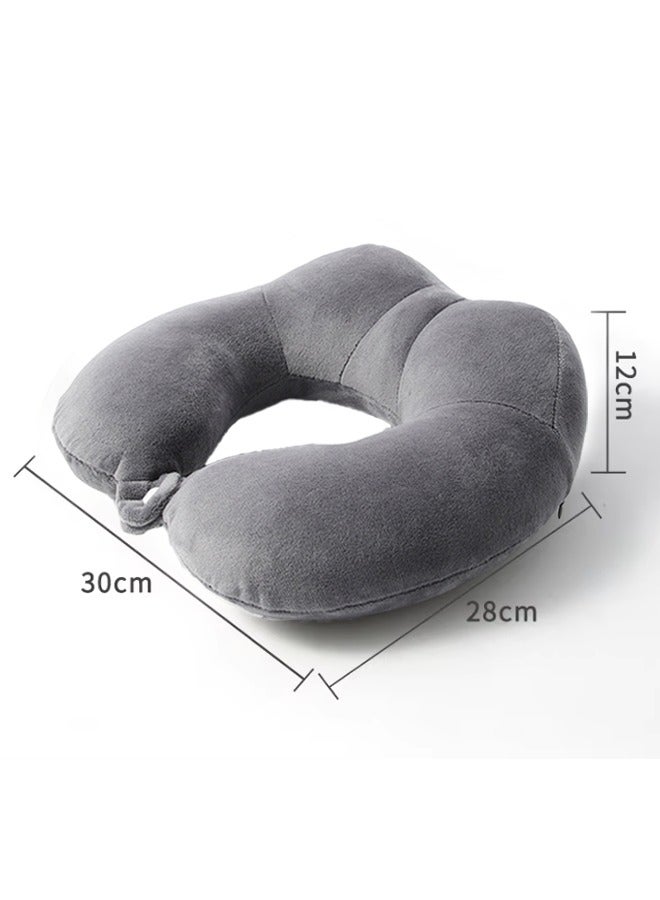 Berma Baby وسادة رقبة للسفر، وسادة دعم رقبة على شكل حرف U، وسادة سفر بالطائرة، وسادة رقبة للسفر، إسفنج ميموري فوم، وسادة رقبة للبالغين من إسفنج ميموري فوم، وسادة طيران قابلة للتعديل، وسادة رقبة مريحة (رمادي) - Image 2